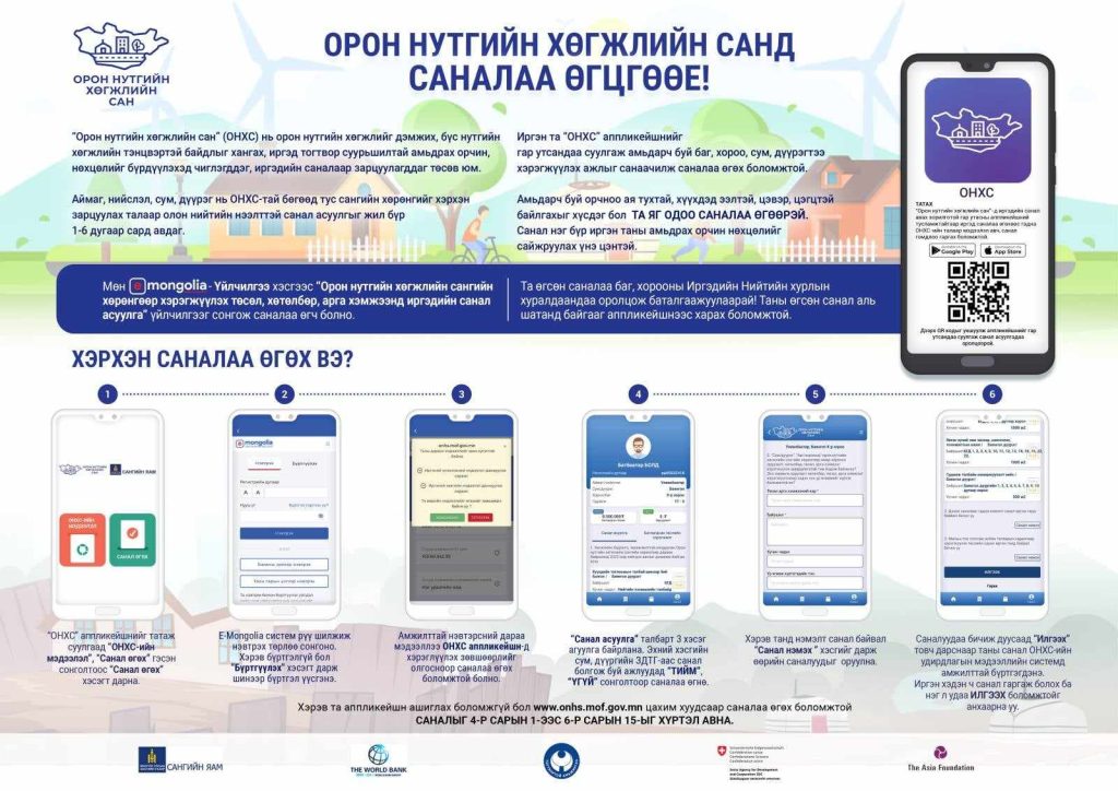 ОРОН НУТГИЙН ХӨГЖЛИЙН САНД САНАЛАА ӨГЦГӨӨЕ!